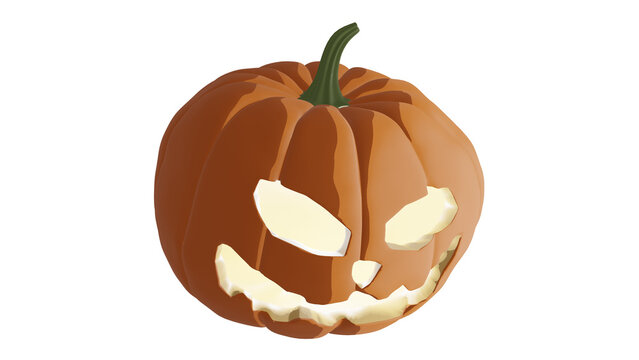 Single Halloween Pumpkin head smile face object, 3d rendering