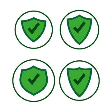 Shield icon. Green shields icons set. Computer security symbol. Vector illustration. Eps 10.