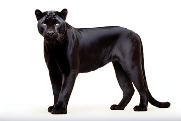 Panther isolated on a white background. Animal left side view portrait.