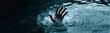 Hopeful Grasp in Desperation: A Sinking Person, A Hand's Last Reach for Salvation amidst Treacherous Waters.  Call For Help. 