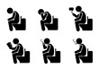 © adi yuhanggana - illustration and icon stick figure,stickman,pictogram. defecate in the toilet