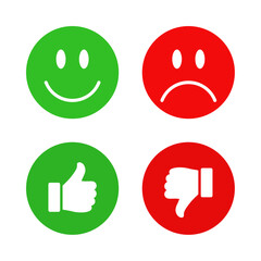 Wall Mural - thumb up and thumb down. smiley icon