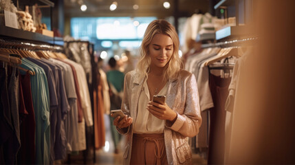 A woman is shopping online