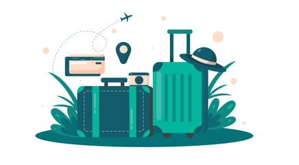 Flat Vector holiday suitcase Travel for ecommerce