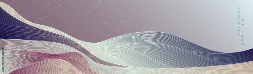 Japanese background with line wave pattern vector Abstract art