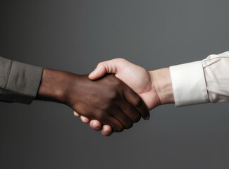  two hands of different skin tones shaking, unity and diversity concept