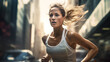 © Graxaim - Woman Running - City - Created with Generative AI technology.