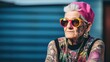 Tattooed Old people cool outfits. Living their best lives. Generative AI