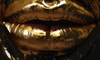 canvas print picture - golden dripped lips hair texture