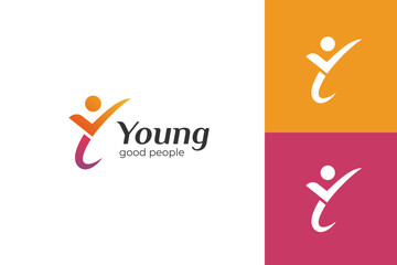 initial letter y people logo design. abstract young people lifestyle with happy logo symbol icon des
