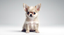 Cute Chihuahua Puppy On White Background