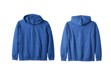 Unisex Royal Blue Zip Hoodie Front and Back