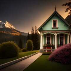 house at sunset