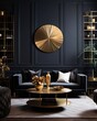 © arthyeon - High-end living room luxury interior in black and gold color
