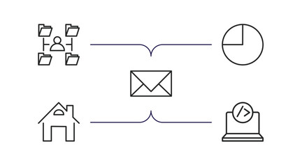 Poster - web outline icons set. thin line icons such as multitasking man, circular graphic, close envelope, h