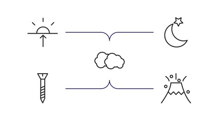 Poster - weather outline icons set. thin line icons such as dawn, twilight, altostratus, bolt, eruption vector.
