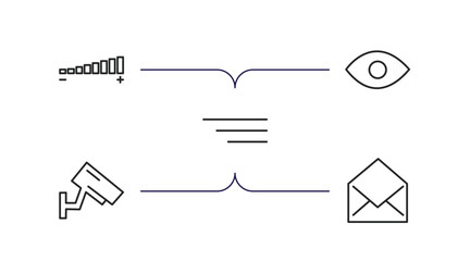 Poster - user interface outline icons set. thin line icons such as volume, visible, side menu, vigilance, envelope vector.