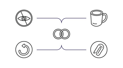 Poster - ultimate glyphicons outline icons set. thin line icons such as private eye, big cup, two circles, refresh curve arrows, attach rotated vector.
