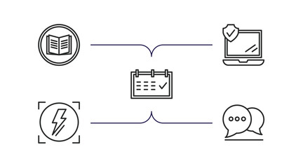 Poster - ultimate glyphicons outline icons set. thin line icons such as reading, internet security, calendar checked, automatic flash, message balloon vector.