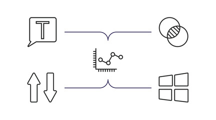 Poster - user interface outline icons set. thin line icons such as text box, intersect, line dot chart, up and down arrow, window graphic vector.