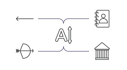 Poster - user interface outline icons set. thin line icons such as slim left, contact notebook, letter size, archer, hall vector.