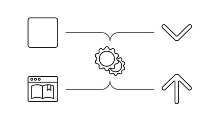 Poster - user interface outline icons set. thin line icons such as rounded corners square, bottom arrows, tin
