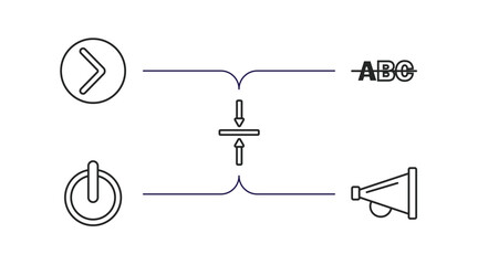 Poster - user interface outline icons set. thin line icons such as right button, strikethrough, vertical alig