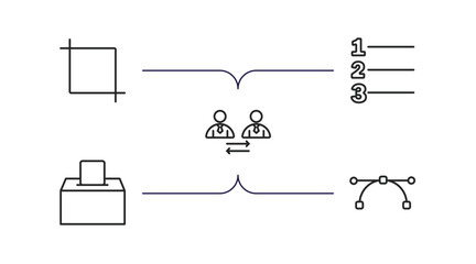 Poster - user interface outline icons set. thin line icons such as crop tool, numbering, user exchange, elections, anchor point vector.