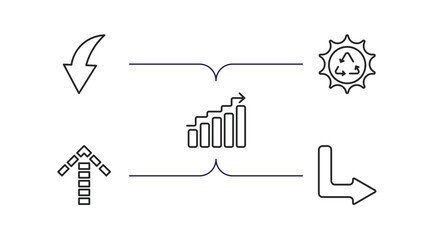 Poster - user interface outline icons set. thin line icons such as curved downward arrow, solar recycle, incr