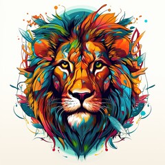 Wall Mural - Colorful Lion Clip Art or T-Shirt Design illustration