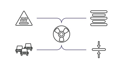 Poster - signs outline icons set. thin line icons such as heat, align center, radioactive, traffic, align vec