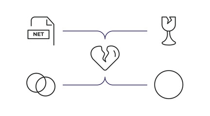 Poster - shapes outline icons set. thin line icons such as net contents, breakeable, broken heart, circles, blank circle vector.