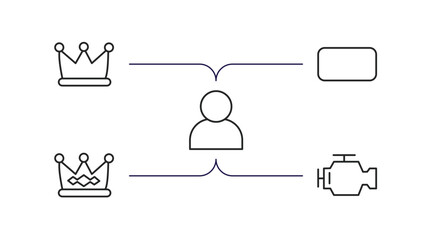 Wall Mural - shapes outline icons set. thin line icons such as prince crown, rounded rectangle, characters, royalty, malfunction indicador vector.