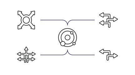 Poster - orientation outline icons set. thin line icons such as maximize, three, orbit, five, two vector.