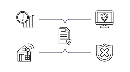 Poster - internet security outline icons set. thin line icons such as connection error, computer security, data protection, home network, insecure vector.
