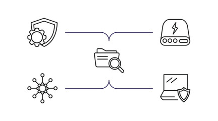 Poster - internet security outline icons set. thin line icons such as cyber security, hard drive, data search, https, antivirus vector.