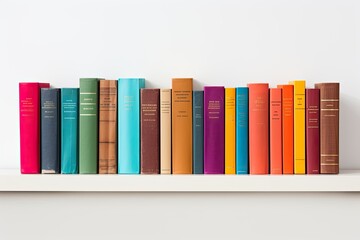 Wall Mural - Row of colorful books, solated on white background