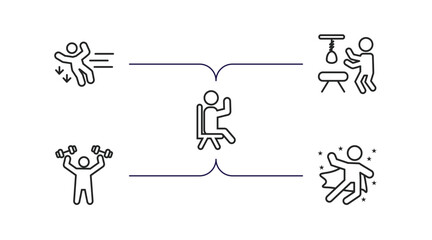 Poster - feelings outline icons set. thin line icons such as down human, hopeless human, satisfied human, strong fantastic vector.