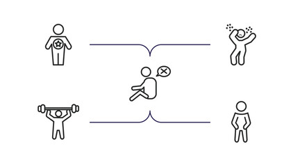 Poster - feelings outline icons set. thin line icons such as good human, determined human, helpless human, pumped proud vector.