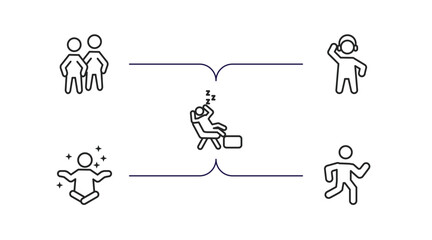 Poster - feelings outline icons set. thin line icons such as content human, amused human, lazy human, fresh crappy vector.