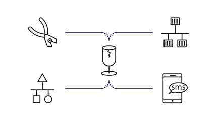 Poster - electrian connections outline icons set. thin line icons such as pliers, lan, broken, scheme, from e