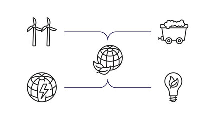 Poster - ecology outline icons set. thin line icons such as wind mill, coal, ecology, eco energy power, green energy vector.