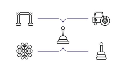 Poster - car parts outline icons set. thin line icons such as car torsion bar, car spare wheel, handbrake, sp