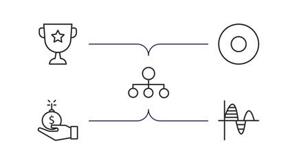 Poster - business and analytics outline icons set. thin line icons such as achievement, dot, flow chart, debt, sine waves analysis vector.