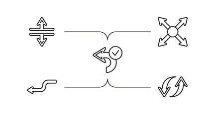 Poster - arrows outline icons set. thin line icons such as split vertical, resize, confirm, curved left arrow