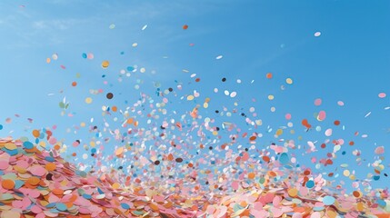 confeti against the backdrop of the blue sky. holiday concept