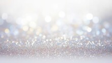 Glitter Background In Pastel Delicate Silver And White Tones De-focused, Generative AI