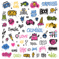 Poster - Graffiti Elements as Street Wall Painting Art Vector Set