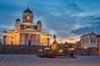 Helsinki Finland, sunrise city skyline at Helsinki Cathedral and Senate Square