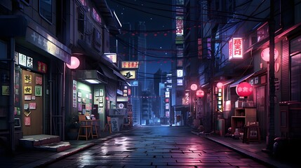 Wall Mural - Retro Tokyo alley ambiance at night.